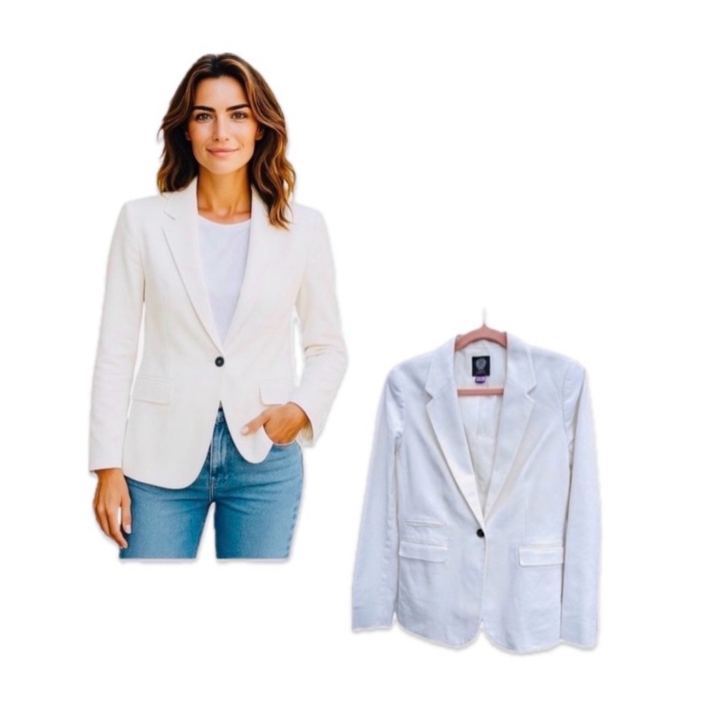 EUC Vince Camuto White Blazer with Silver Buttons - Picture 1 of 8